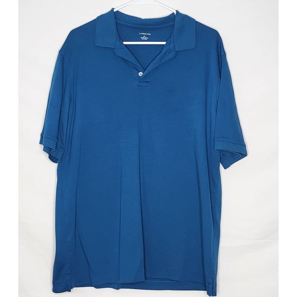 Lands End‎ Mens Blue\Green Polo Sz L